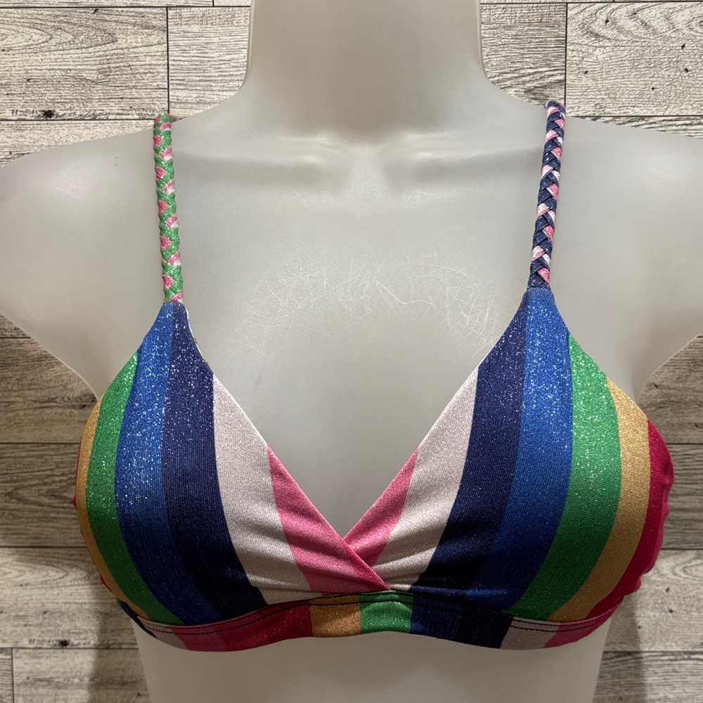 Maaji Pink and Black Bikini Top